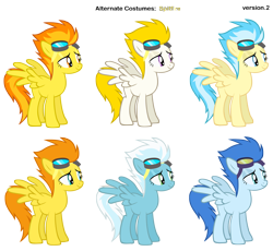 Size: 3200x2950 | Tagged: safe, artist:blackm3sh, artist:pika-robo, imported from derpibooru, blaze, fleetfoot, misty fly, nightshade, spitfire, surprise, pegasus, pony, alternate clothes, alternate costumes, palette swap, recolor, shadowbolts, show accurate, simple background, transparent background, wonderbolts