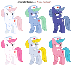 Size: 3200x2900 | Tagged: safe, artist:lockiesajt, artist:pika-robo, imported from derpibooru, nurse redheart, nurse sweetheart, nurse tenderheart, earth pony, pony, my little pony tales, alternate clothes, alternate costumes, female, g1, g1 to g4, g4, generation leap, hat, mare, melody's mother, nurse, nurse hat, nurse loveheart, nurse sweetheart (g1), nurse tenderheart (g1), palette swap, raised hoof, recolor, simple background, transparent background
