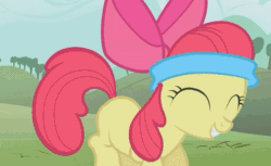Size: 704x432 | Tagged: safe, imported from derpibooru, screencap, apple bloom, call of the cutie, animated, female, headband, hoofy-kicks, rearing, sweatband