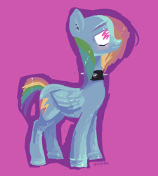 Size: 766x852 | Tagged: safe, artist:1eg, imported from derpibooru, rainbow dash, pony, alternate hairstyle, collar, female, grunge dash, solo