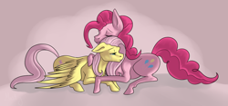 Size: 1024x481 | Tagged: safe, artist:masktheplagues, imported from derpibooru, fluttershy, pinkie pie, comforting, crying, female, flutterpie, hoers, hug, lesbian, realistic, sad, shipping