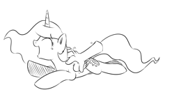 Size: 800x455 | Tagged: safe, artist:xioade, imported from derpibooru, princess celestia, cute, cutelestia, disembodied hand, filly, hand, monochrome, tickling