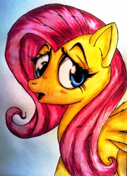 Size: 1370x1906 | Tagged: safe, artist:tomek2289, imported from derpibooru, fluttershy, female, solo, traditional art