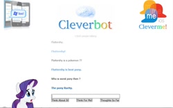 Size: 1008x634 | Tagged: safe, imported from derpibooru, screencap, fluttershy, rarity, best pony, cleverbot, female, pokémon, text, worst pony