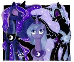 Size: 800x667 | Tagged: safe, artist:antych, imported from derpibooru, nightmare moon, princess luna, alicorn, pony, ethereal mane, lunar trinity, peytral, s1 luna, simple background, smiling, starry mane, transparent background