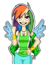 Size: 741x1024 | Tagged: safe, artist:antych, imported from derpibooru, rainbow dash, human, female, humanized, solo