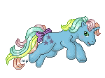 Size: 150x111 | Tagged: safe, artist:moogleymog, imported from derpibooru, starflower, female, g1, gif, leaping, non-animated gif, pixel art, solo, tail bow