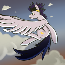 Size: 1024x1024 | Tagged: safe, artist:glasdale, imported from derpibooru, soarin', flying, male, solo