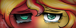 Size: 960x354 | Tagged: dead source, safe, artist:pedoren, imported from derpibooru, sunset shimmer, equestria girls, crying, duality, female, solo, sunset satan