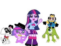 Size: 600x450 | Tagged: safe, imported from derpibooru, twilight sparkle, equestria girls, 101 dalmatians, dave the minion, despicable me, despicable me 2, littlest pet shop, mike wazowski, minion, minions, monsters inc., monsters university, patch, patches, zoe trent