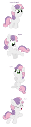 Size: 992x4008 | Tagged: safe, artist:pupster0071, imported from derpibooru, sweetie belle, alicorn, earth pony, pegasus, pony, unicorn, alicornified, all pony races, female, filly, race swap, shrug, simple background, singing, sweetiecorn, white background, xk-class end-of-the-world scenario