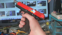 Size: 1024x576 | Tagged: safe, imported from derpibooru, airsoft, custom, customized toy, gun, gunified, irl, m1911, my little arsenal, photo, pistol, trigger discipline