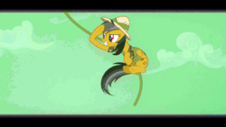 Size: 960x540 | Tagged: safe, imported from derpibooru, screencap, daring do, rainbow dash, read it and weep, animated, comparison, female, rope, speed lines, swinging, vine