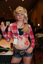 Size: 1365x2048 | Tagged: artist needed, safe, imported from derpibooru, applejack, human, a-kon, belly button, cosplay, front knot midriff, irl, irl human, midriff, photo, solo