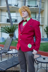 Size: 1365x2048 | Tagged: artist needed, safe, artist:dtjaaaam, imported from derpibooru, big macintosh, human, 2013, anime los angeles, bowtie, clothes, convention, cosplay, irl, irl human, photo, solo, suit