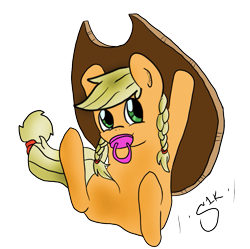 Size: 873x871 | Tagged: safe, artist:silver1kunai, imported from derpibooru, applejack, baby, female, filly, simple background, solo