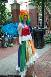 Size: 1365x2048 | Tagged: artist needed, safe, artist:dtjaaaam, imported from derpibooru, rainbow dash, human, clothes, cosplay, dress, gala dress, irl, irl human, katsucon, photo