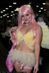 Size: 1365x2048 | Tagged: safe, artist:flirt fillies, imported from derpibooru, fluttershy, human, belly, belly button, cleavage, comikaze expo, cosplay, female, irl, irl human, photo, solo