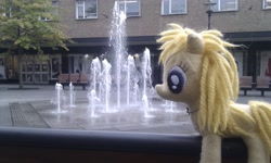 Size: 2592x1552 | Tagged: artist needed, safe, imported from derpibooru, oc, oc:robinmane, fountain, irl, photo, plushie