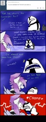 Size: 950x2500 | Tagged: safe, artist:ichibangravity, imported from derpibooru, oc, oc only, ask king sombra pie, barauhumaan, biting, rae mix, tumblr