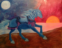 Size: 1014x788 | Tagged: safe, artist:x6tr2ni, imported from derpibooru, pony, unicorn, painting, solo, traditional art