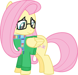 Size: 1013x974 | Tagged: safe, artist:algonquinmaniac, imported from derpibooru, fluttershy, bottomless, clothes, female, glasses, hilarious in hindsight, hipster, hipstershy, partial nudity, scarf, simple background, solo, svg, sweater, sweatershy, transparent background, vector