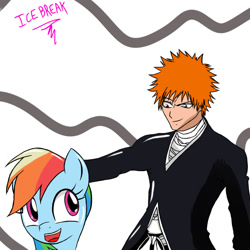 Size: 894x894 | Tagged: safe, artist:icebreak23, imported from derpibooru, rainbow dash, bleach (manga), crossover, kurosaki ichigo