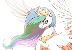 Size: 2208x1541 | Tagged: safe, artist:trippinmars, imported from derpibooru, princess celestia, alicorn, pony, crown, cute, cutelestia, female, jewelry, mare, regalia, simple background, solo, spread wings, white background, wings