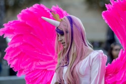 Size: 800x533 | Tagged: artist needed, safe, artist:unkcos5, imported from derpibooru, princess cadance, human, cosplay, irl, irl human, photo, solo, wings, wondercon