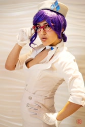 Size: 1000x1500 | Tagged: safe, artist:thighhighs, imported from derpibooru, rarity, human, clothes, cosplay, glasses, gloves, irl, irl human, photo, solo