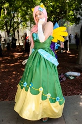 Size: 798x1200 | Tagged: safe, artist:ringo-chu, imported from derpibooru, fluttershy, human, clothes, cosplay, dress, evening gloves, fanimecon, gala dress, irl, irl human, photo, solo
