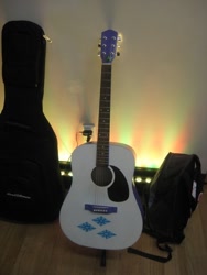 Size: 450x600 | Tagged: safe, artist:nightswind, imported from derpibooru, rarity, custom, customized toy, cutie mark, guitar, irl, musical instrument, photo