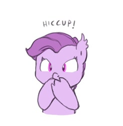 Size: 451x460 | Tagged: safe, artist:carnifex, imported from derpibooru, oc, oc only, oc:lavender, dracony, hybrid, hiccup, hiccups, interspecies offspring, offspring, onomatopoeia, parent:rarity, parent:spike, parents:sparity, simple background, solo, white background