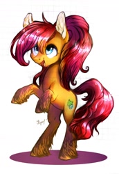 Size: 1276x1858 | Tagged: safe, artist:locksto, imported from derpibooru, oc, oc only, earth pony, pony, ear fluff, female, mare, rearing, solo, traditional art, twisted mind, unshorn fetlocks