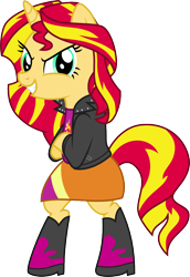 Size: 875x1268 | Tagged: safe, artist:jeatz-axl, imported from derpibooru, sunset shimmer, pony, unicorn, bipedal, clothes, equestria girls outfit, female, simple background, solo, svg, transparent background, vector