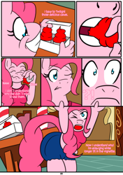 Size: 1226x1742 | Tagged: safe, artist:otakon, imported from derpibooru, pinkie pie, anthro, comic, growth, macro