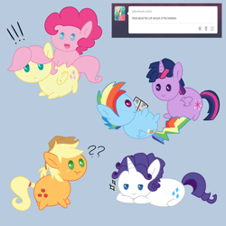 Size: 1500x1500 | Tagged: safe, artist:verminshy, imported from derpibooru, applejack, fluttershy, pinkie pie, rainbow dash, rarity, twilight sparkle, applejack (male), blob, mane six, rule 63, tumblr, twilight sparkle (alicorn)