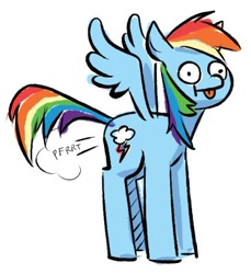 Size: 438x478 | Tagged: safe, artist:pepperoach, imported from derpibooru, rainbow dash, pony, backwards cutie mark, fart, fart noise, fartbow dash, female, solo