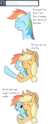 Size: 800x2055 | Tagged: safe, artist:redesine, imported from derpibooru, applejack, rainbow dash, ask applejack and rainbow dash, ask, friendshipping, hug, tumblr