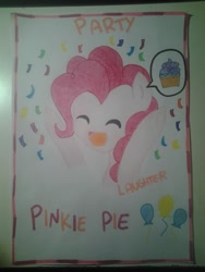 Size: 1536x2048 | Tagged: safe, artist:lolly <3, imported from derpibooru, cup cake, pinkie pie, confetti, text