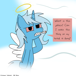 Size: 1280x1280 | Tagged: safe, artist:toonboy92484, imported from derpibooru, trixie, alicorn, pony, alicornified, drugs, female, halo, mare, race swap, solo, stoned trixie, trixiecorn