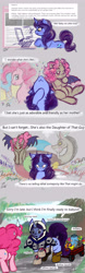 Size: 2613x8361 | Tagged: safe, artist:zabchan, imported from derpibooru, discord, pinkie pie, oc, oc:ursa major, ask, babysitting, comic, fear, offspring, parent:discord, parent:pinkie pie, parents:discopie, protection, tumblr, wagon