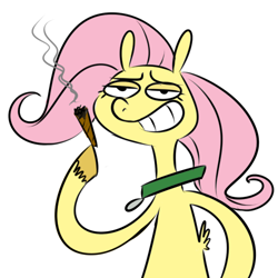 Size: 500x500 | Tagged: safe, artist:cartoonlion, imported from derpibooru, fluttershy, oc, oc:futashy, cigar, doodle, futa, futa fluttershy, intersex, smirk, smoking, solo