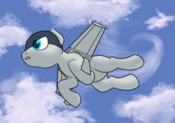 Size: 2000x1400 | Tagged: safe, artist:fantasyglow, imported from derpibooru, oc, oc only, oc:scramjet, original species, plane pony, pony, flying, plane, solo