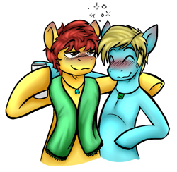 Size: 585x570 | Tagged: safe, artist:deyogee, imported from derpibooru, achievement hunter, drunk, gavin free, michael jones, ponified, rooster teeth