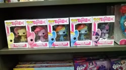 Size: 2592x1456 | Tagged: safe, imported from derpibooru, fluttershy, pinkie pie, princess celestia, rainbow dash, twilight sparkle, equestria girls, books-a-million, doll, figure, funko, funko pop!, irl, monopoly, photo, principal celestia, toy