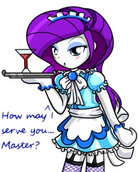 Size: 801x998 | Tagged: safe, artist:jollyrogers5, imported from derpibooru, rarity, anthro, ambiguous facial structure, clothes, female, fishnets, maid, maidity, solo