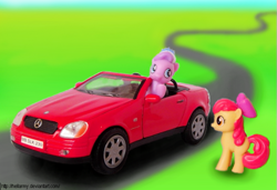 Size: 663x453 | Tagged: safe, artist:hellarmy, imported from derpibooru, apple bloom, diamond tiara, blind bag, car, female, figure, irl, mercedes-benz, mercedes-benz slk, photo, toy