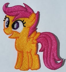 Size: 773x842 | Tagged: safe, artist:ethepony, imported from derpibooru, scootaloo, pony, embroidery, female, palindrome get, patch, solo