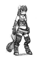 Size: 2300x3000 | Tagged: safe, artist:gordonfreeguy, imported from derpibooru, octavia melody, anthro, unguligrade anthro, arm hooves, bipedal, bracelet, clothes, female, metal, punk, solo, spiked choker, spiked wristband, tanktop